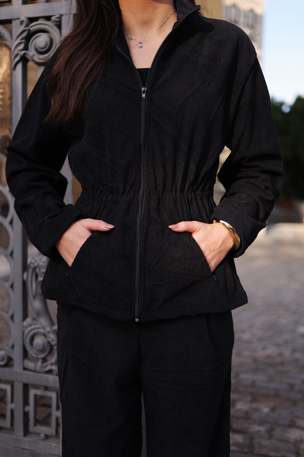 Conjunto Veludo Cotelê Preto